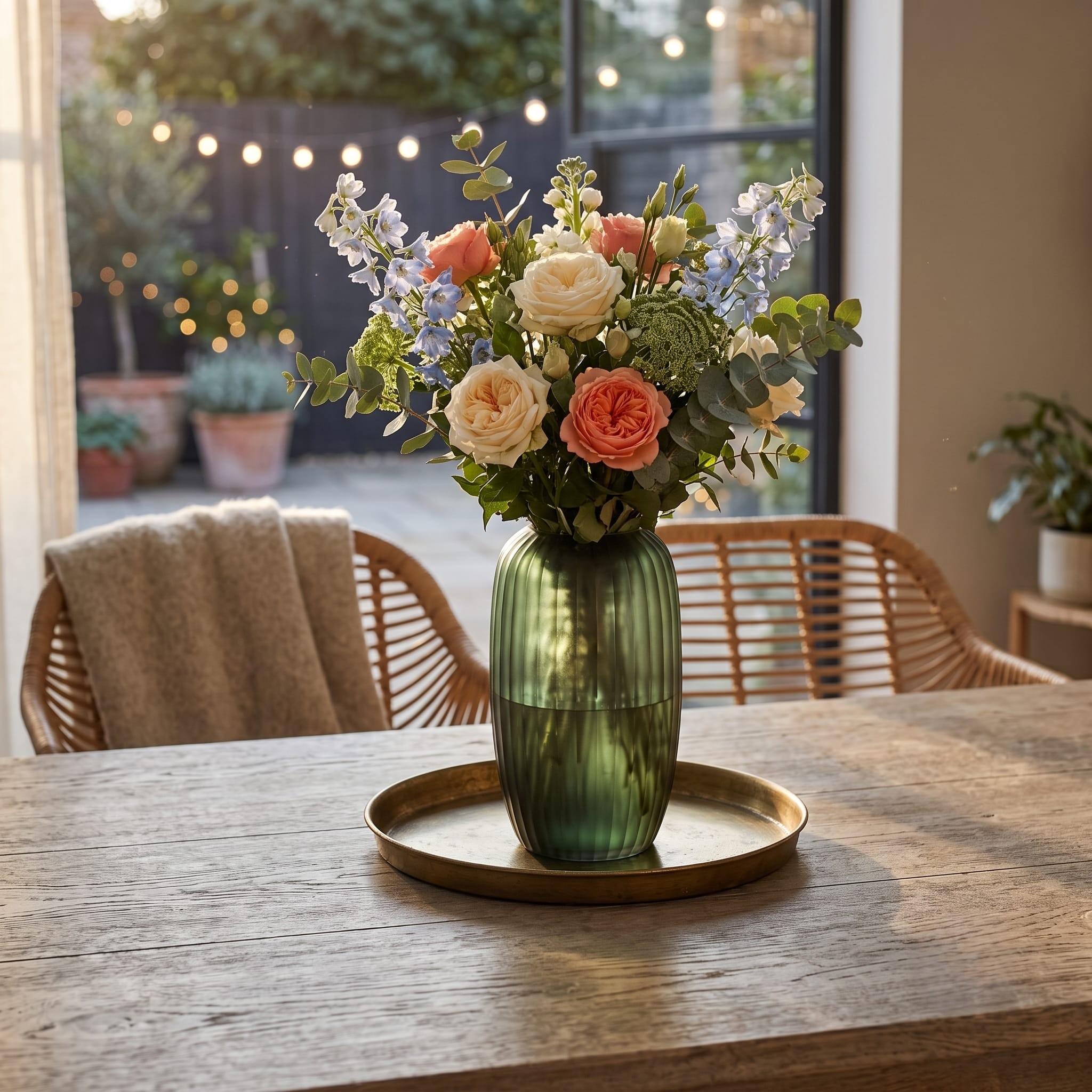 Striated Green Vase